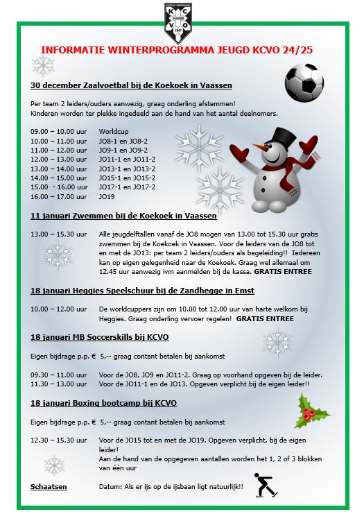 Winterprogramma Jeugd 2024/2025