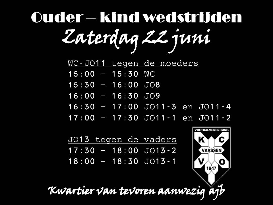 Programma ouder-kindtoernooi bekend