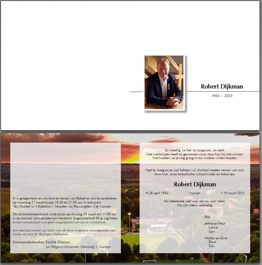 Kennisgeving overlijden ROBERT DIJKMAN