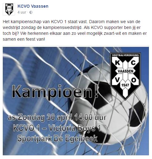 Kampioenswedstrijd 30 april 2017 KCVO - Victoria Boys