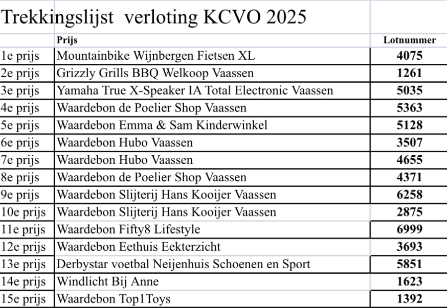 Uitslag bliksemverloting