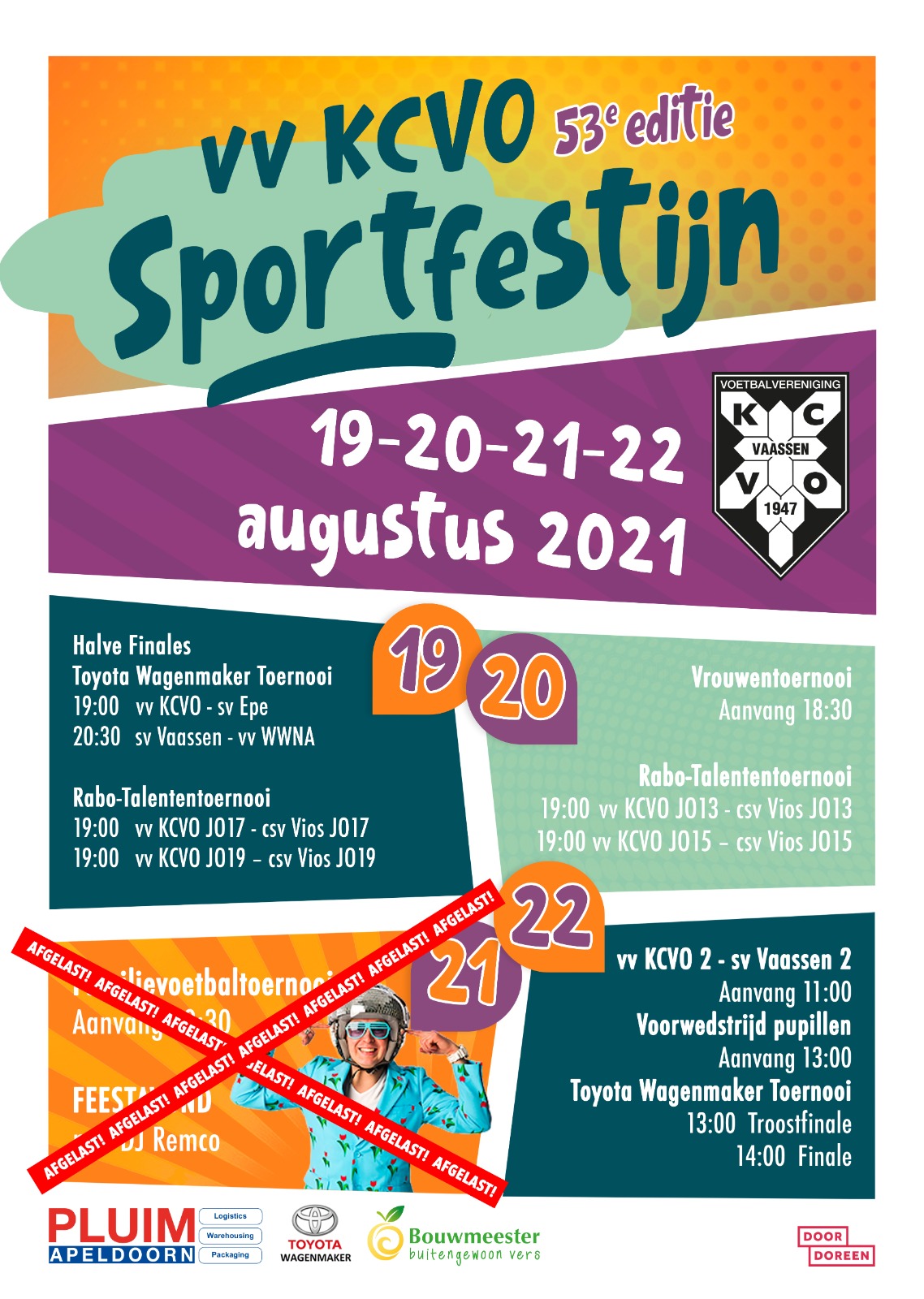 Programma KCVO Sportfestijn - Wedstrijden Toyota Wagenmaker toernooi