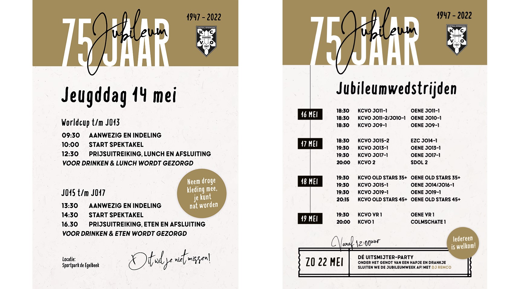 Jubileumwedstrijden en activiteiten voor de jeugd