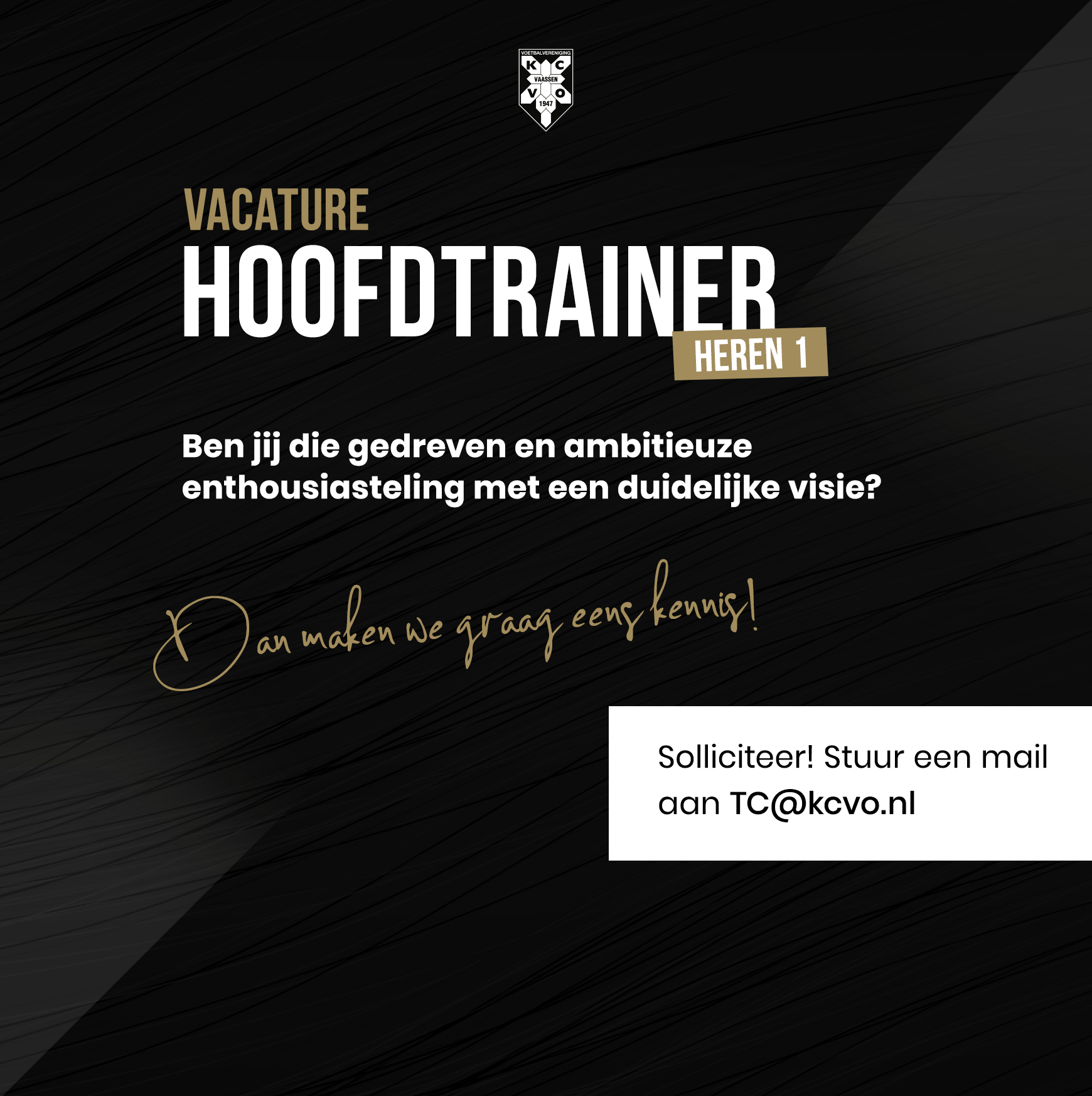 Vacature Hoofdtrainer KCVO Heren1 (seizoen 2024-2025)
