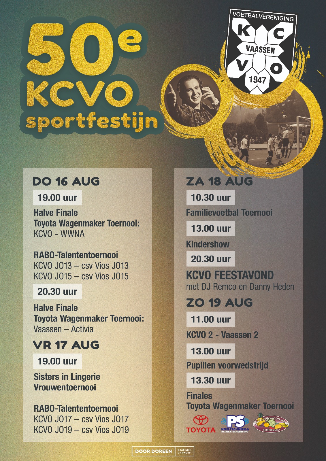 Programma KCVO Sportfestijn 2018
Toernooi indeling familievoetbal