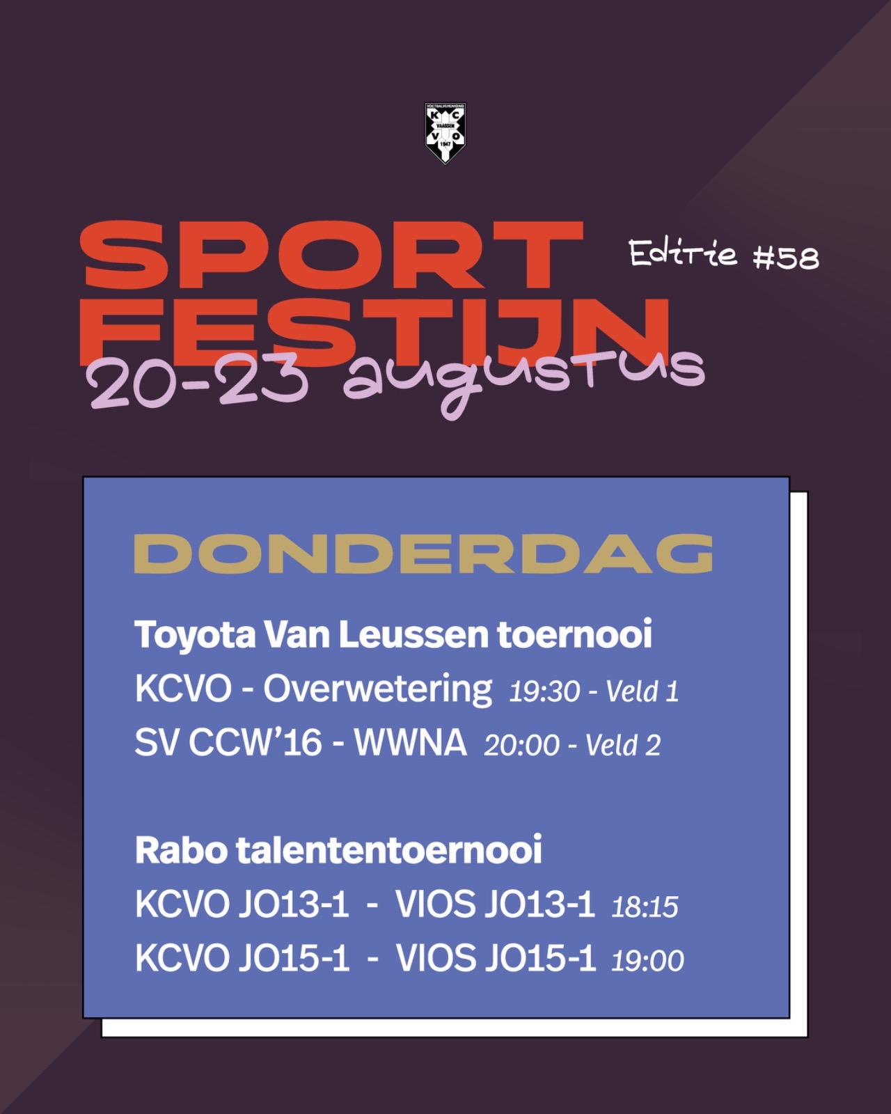 Sportfestijn 20 Augustus
